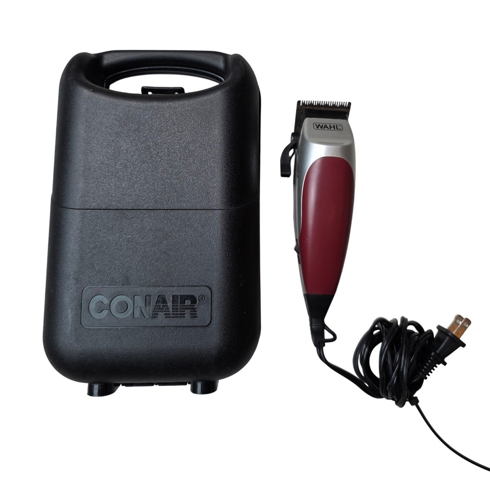 Wahl CMA Corded Hair Clipper Precision Blade Silver Burgundy with Conair Case A2